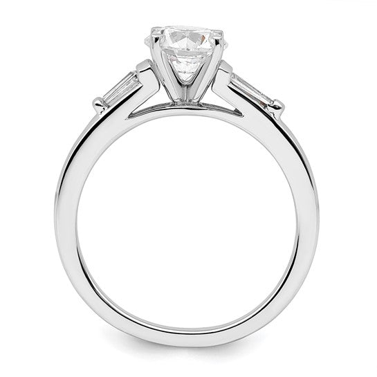 14K White Gold Semi-Mount Including 2-Baquette Side Stones Diamond Engagement Ring