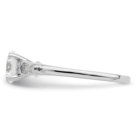 14K White Gold Semi-Mount Including 2-Baquette Side Stones Diamond Engagement Ring