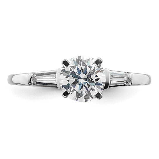 14K White Gold Semi-Mount Including 2-Baquette Side Stones Diamond Engagement Ring