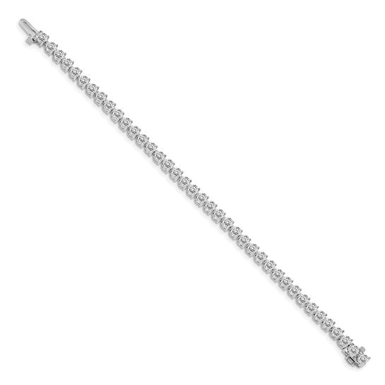 14k White Gold Complete 7 carat Round A Diamond 3-prong 7 inch Tennis Bracelet
