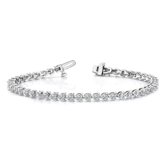 14k White Gold Complete 7 carat Round A Diamond 3-prong 7 inch Tennis Bracelet