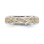 14k and Rhodium AA Quality .03 carat Diamond Trio Mens Complete Wedding Band