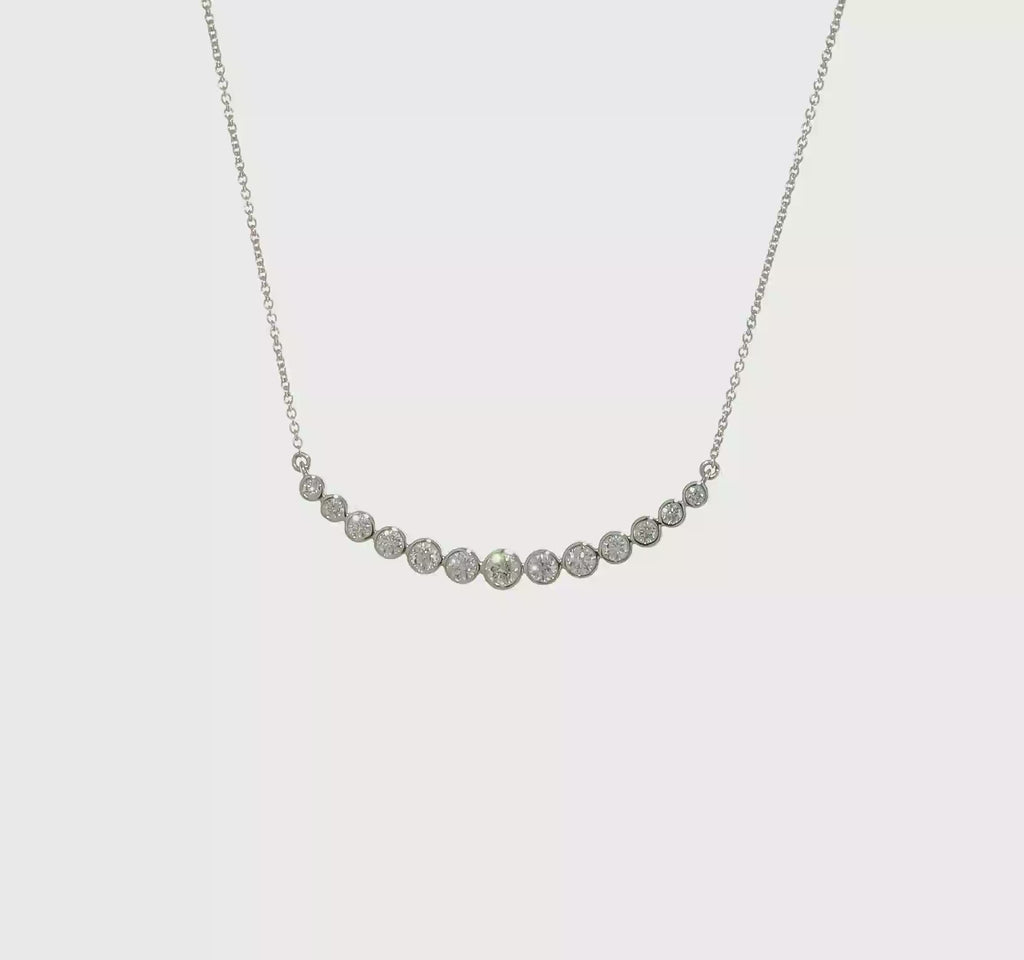 True Origin 14K White Gold 3/4 carat Lab Grown Diamond VS+ F+ 18 in Complete Graduated Curved Bar Necklace