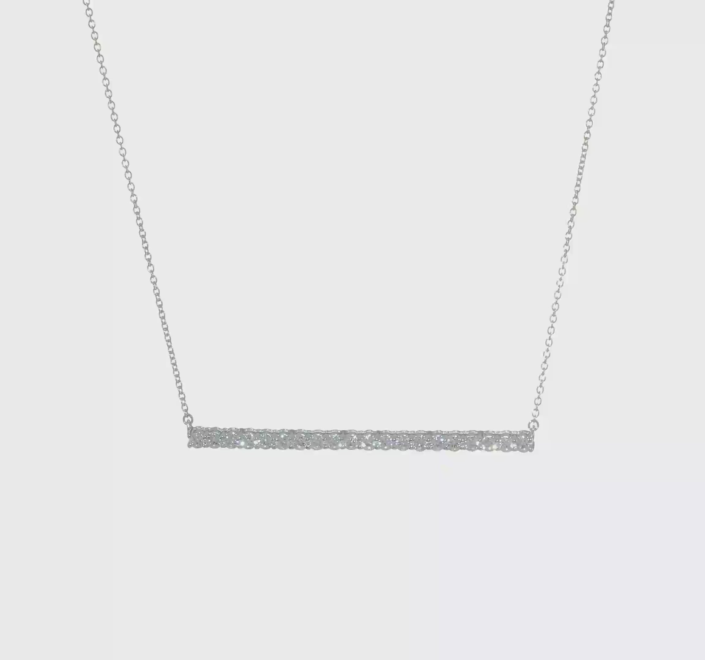 14k White Gold 1 carat Lab Grown Diamond VS/SI+ G+ 18 inch Bar Necklace