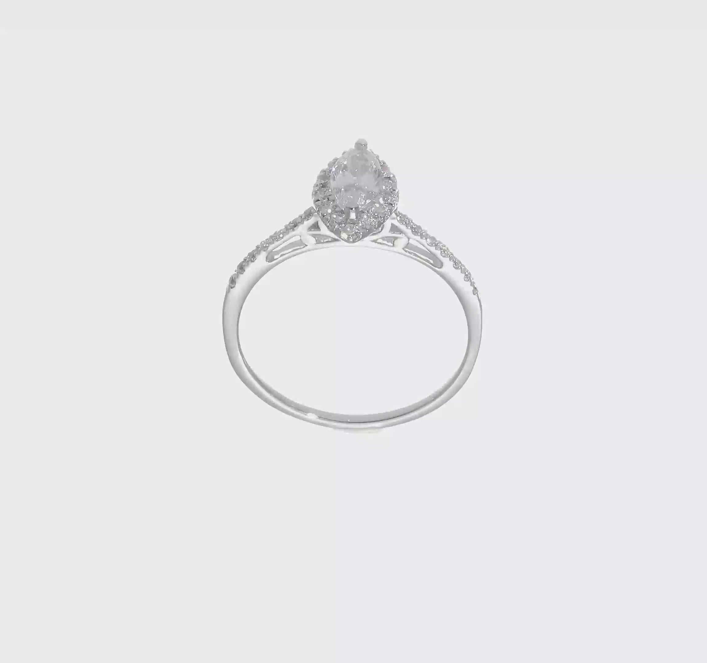 14k White Gold Halo (Holds 1/3 carat (7.0x3.5mm) Marquise Center) 1/4 carat Diamond Semi-mount Engagement Ring