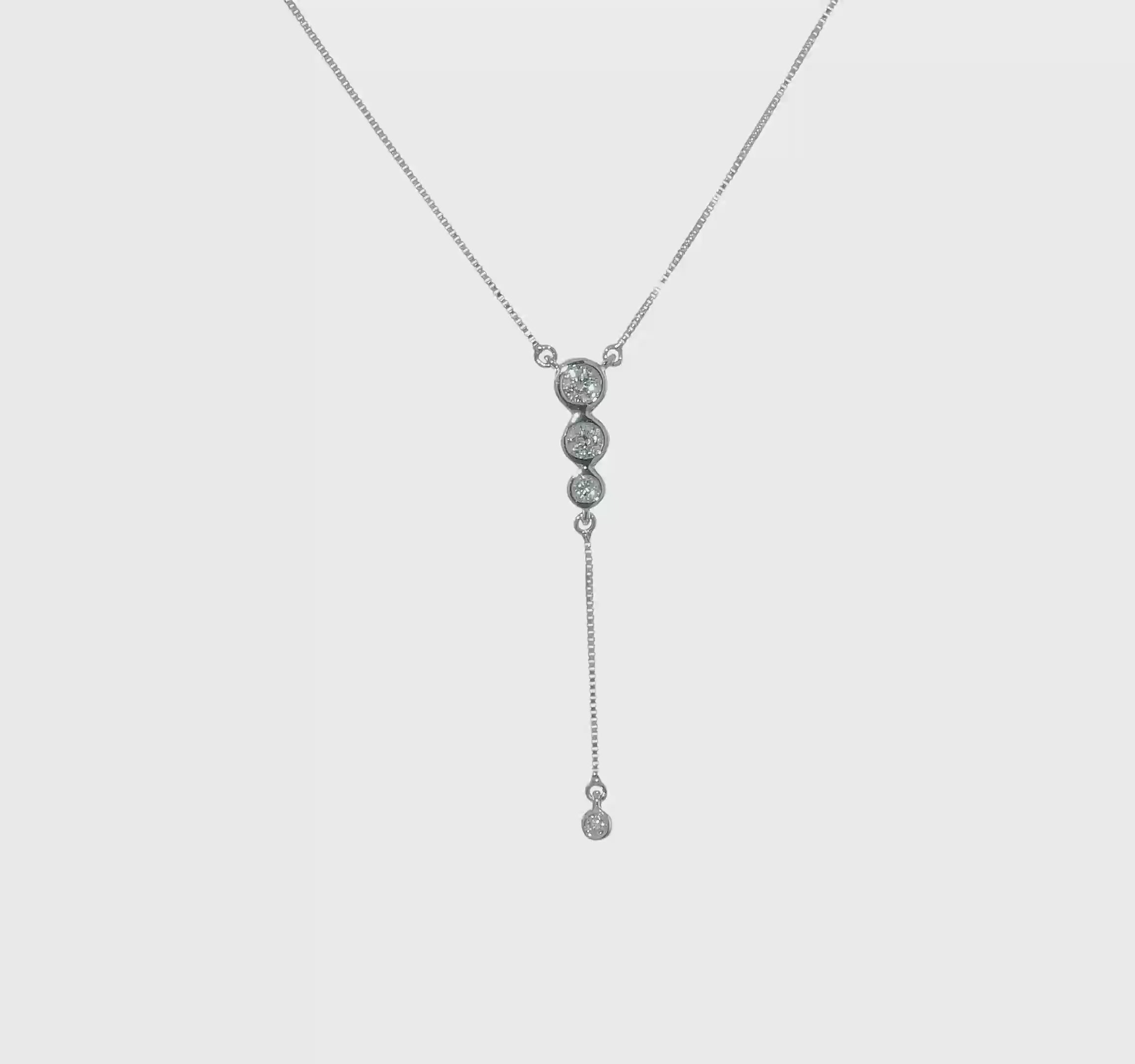 14k White Gold 1/4 carat Lab Grown Diamond VS/SI+ G+ 17.5 inch Dangle Necklace