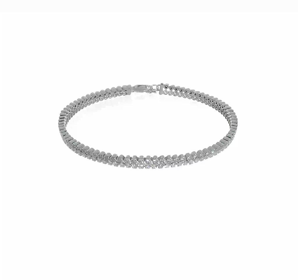 True Origin 14K White Gold 2 7/8 carat Lab Grown Diamond VS+ F+ 7 in with 1 in extension Complete Bracelet