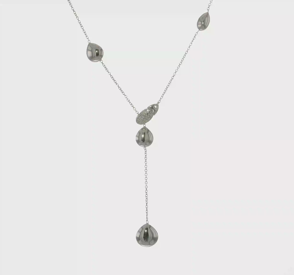 Herco 14K White Gold Fancy Diamond Adjustable Teardrop Lariat Necklace