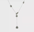 Herco 14K White Gold Fancy Diamond Adjustable Teardrop Lariat Necklace