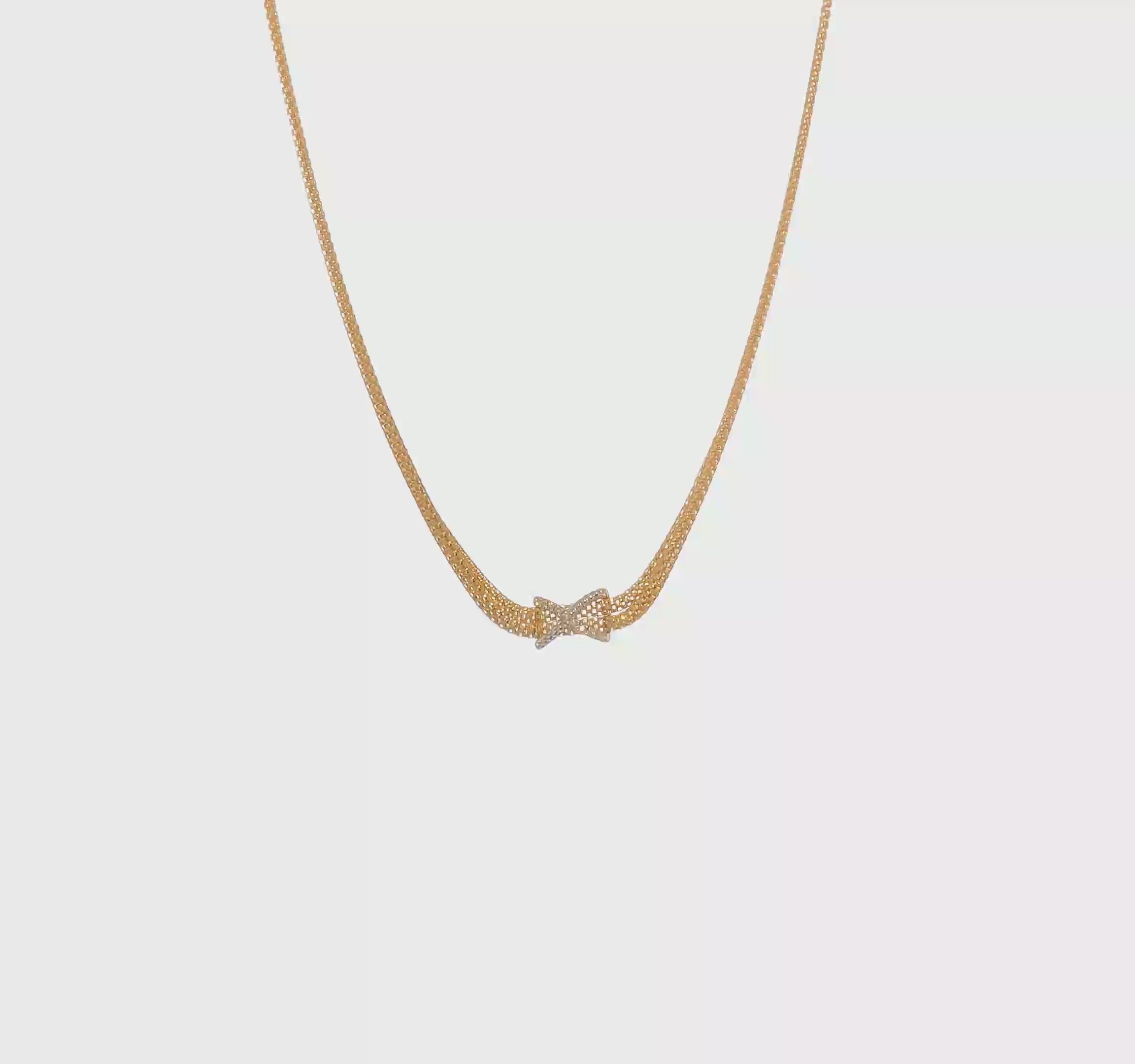 Herco 14K Two-tone Polished 2-Strand Diamond X 17 Inch with 2 Inch Extension Necklace