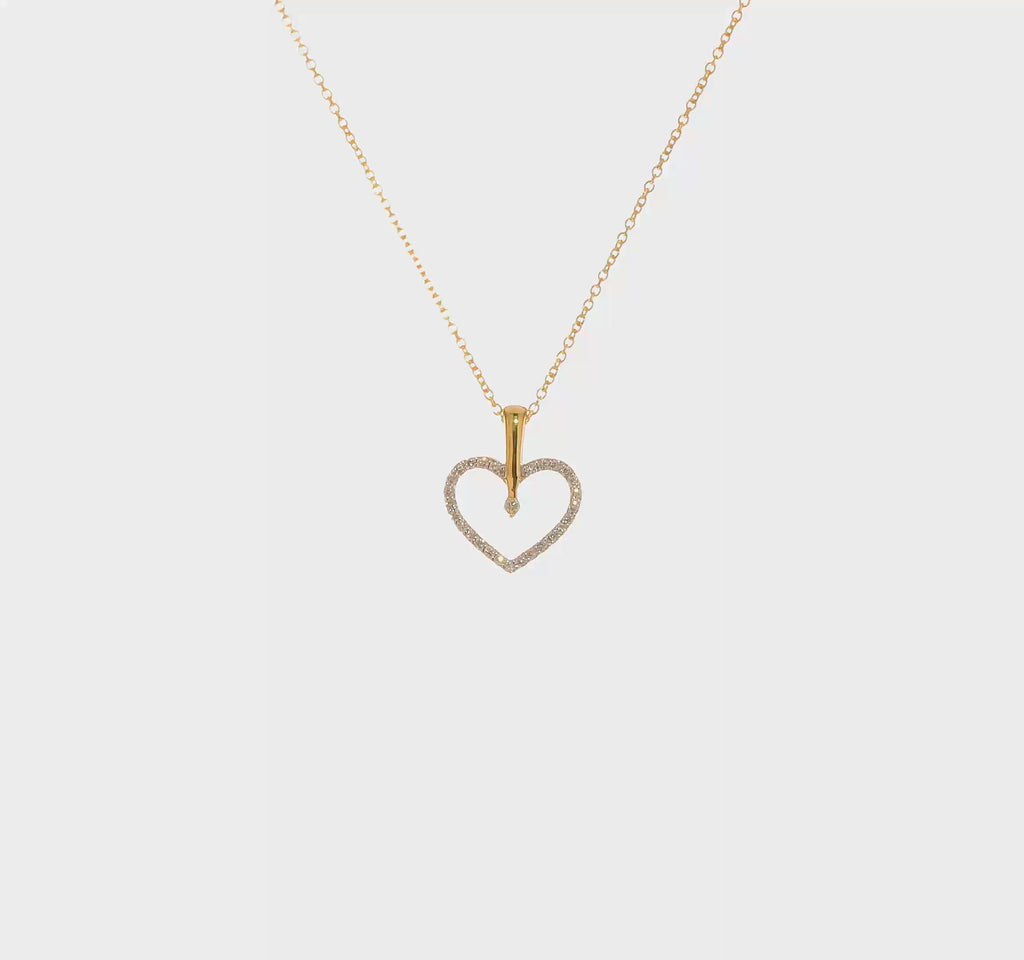14k 1/6 carat Diamond Heart Pendant 18 inch Necklace