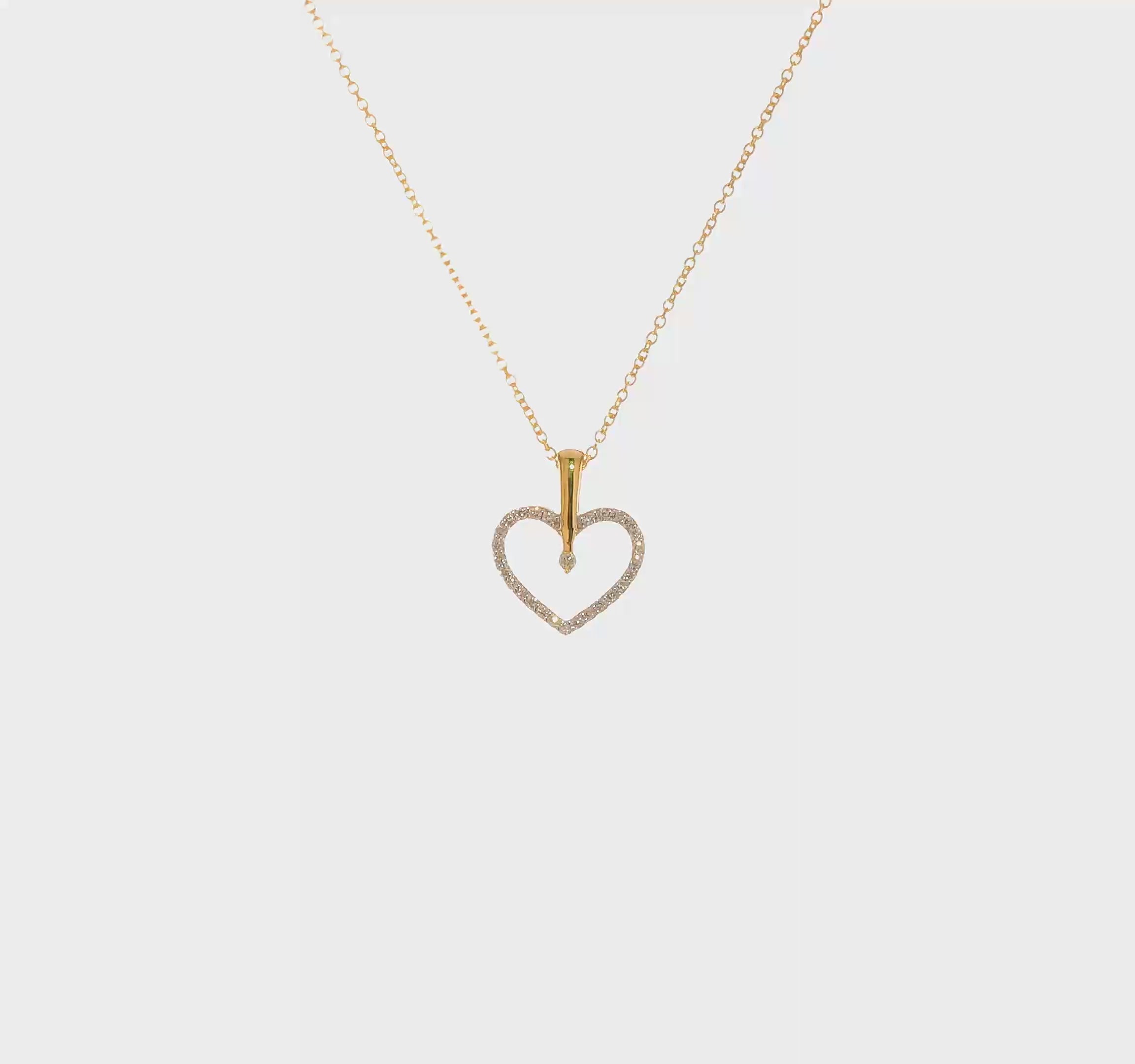 14k 1/6 carat Diamond Heart Pendant 18 inch Necklace